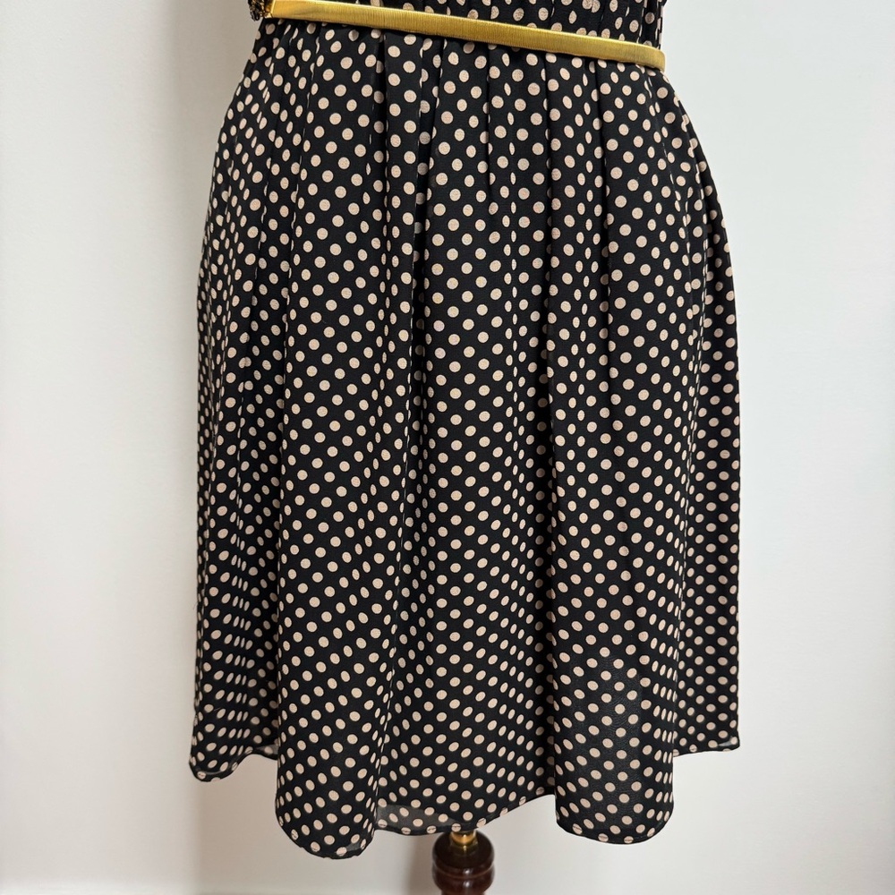 Alice + Olivia Mikeala High Neck Blouson Belt Mini Dress Silk Medium Polka Dots - Picture 4 of 16